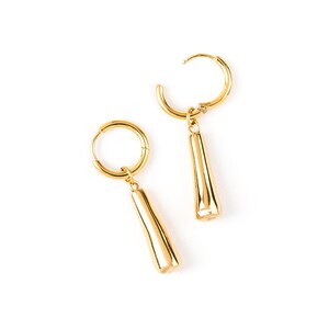Miniature Joint Charm Hoop Earrings, Surgical Steel Posts