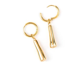 Miniature Joint Charm Hoop Earrings, Surgical Steel Posts