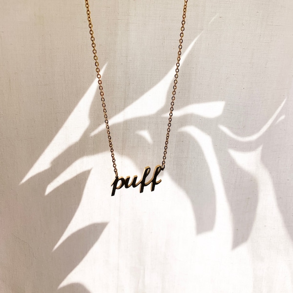 Stoner Girl Jewelry | Puff Gold Necklace | Cannabis Jewelry | 420 Fashion Accessories