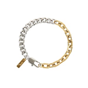 Mix Chain Bracelet, Curb Chain Bracelet, Waterproof bracelet, Non-tarnish bracelet,Chain link bracelet,Mix metal bracelet, two tone bracelet