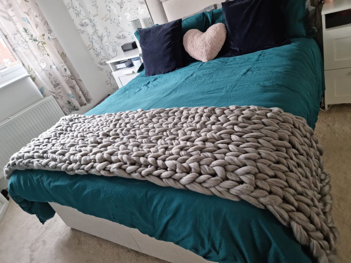Chunky Knit Bed Runner Etsy