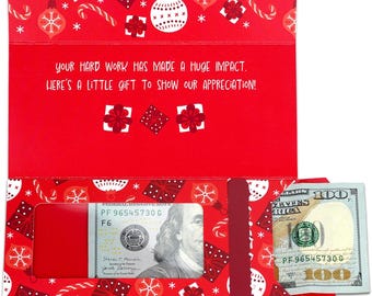 ZipGifts Holiday Card | Zip-Open Money Holder w/Clear Plastic Window for Cash, Check, & Gift Card (Employee - Hard Work Appreciation)