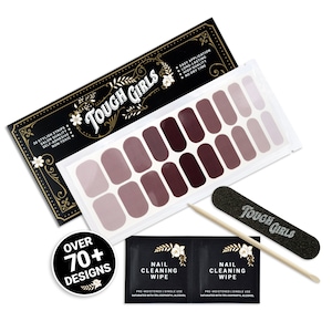 TOUGH GIRLS | Nail Polish Strips | 20 Stylish Strips | Includes Cuticle Stick, Nail File, Nail Wipe (Sangria Ombre)