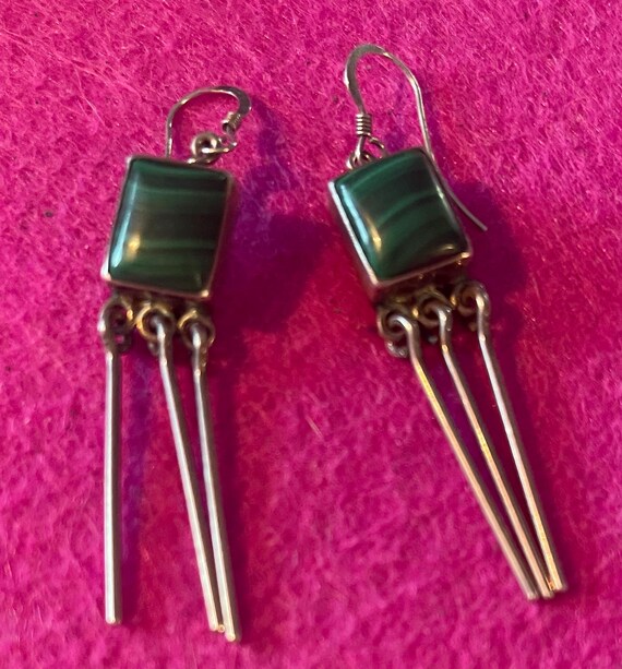 Malachite Dangling Earringd - image 1
