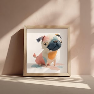 Pastel Pug, Puppy Wall Art – Adorable Dog Nursery Print for Baby Room or Kids Decor | Printable Digital Download, PoppyPug