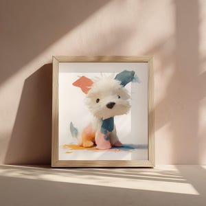 Pastel Puppy Wall Art – Soft Watercolor Dog Print for Baby Room, Cute Nursery Animal Decor | Digital Download