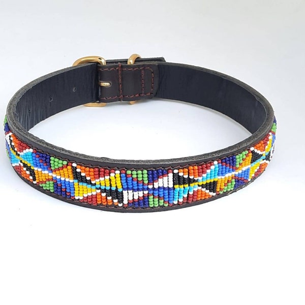 Beaded Dog Collar Leather Etsy