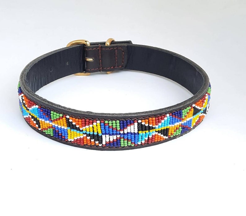 Maasai beaded leather dog collar African Dog Collar Kenya Etsy