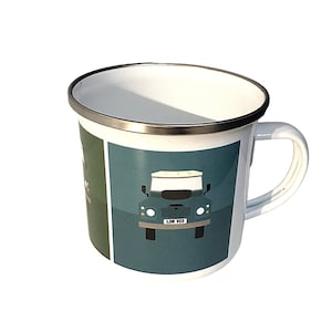 Retro Enamel Car Mug. Gift for Land Rover Series 3 drivers. Land Rover gift for him. Land Rover gift for Dad.Land Rover gift for Grandad