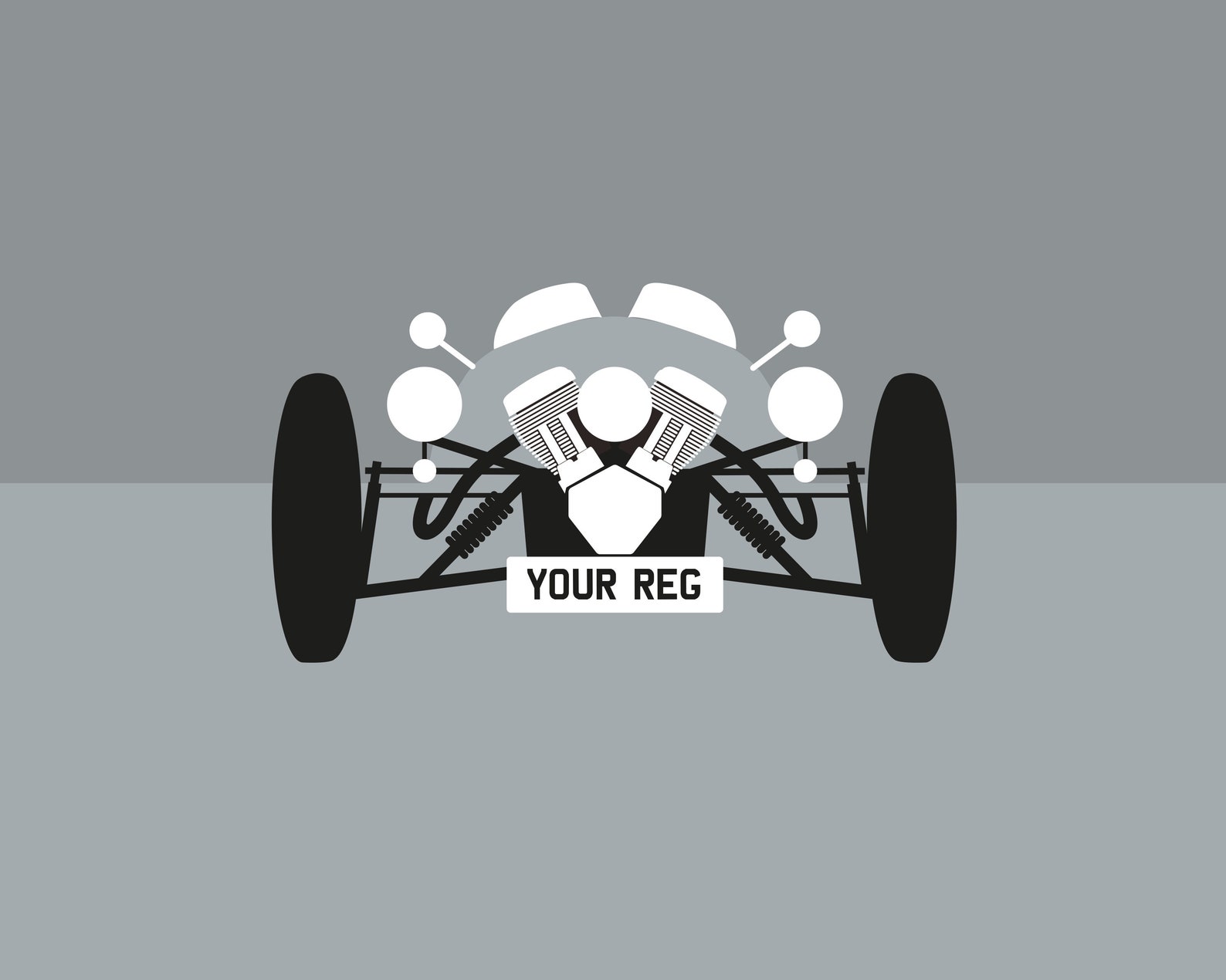 Personalised car poster. 3 Wheeler in Dove Grey. Etsy