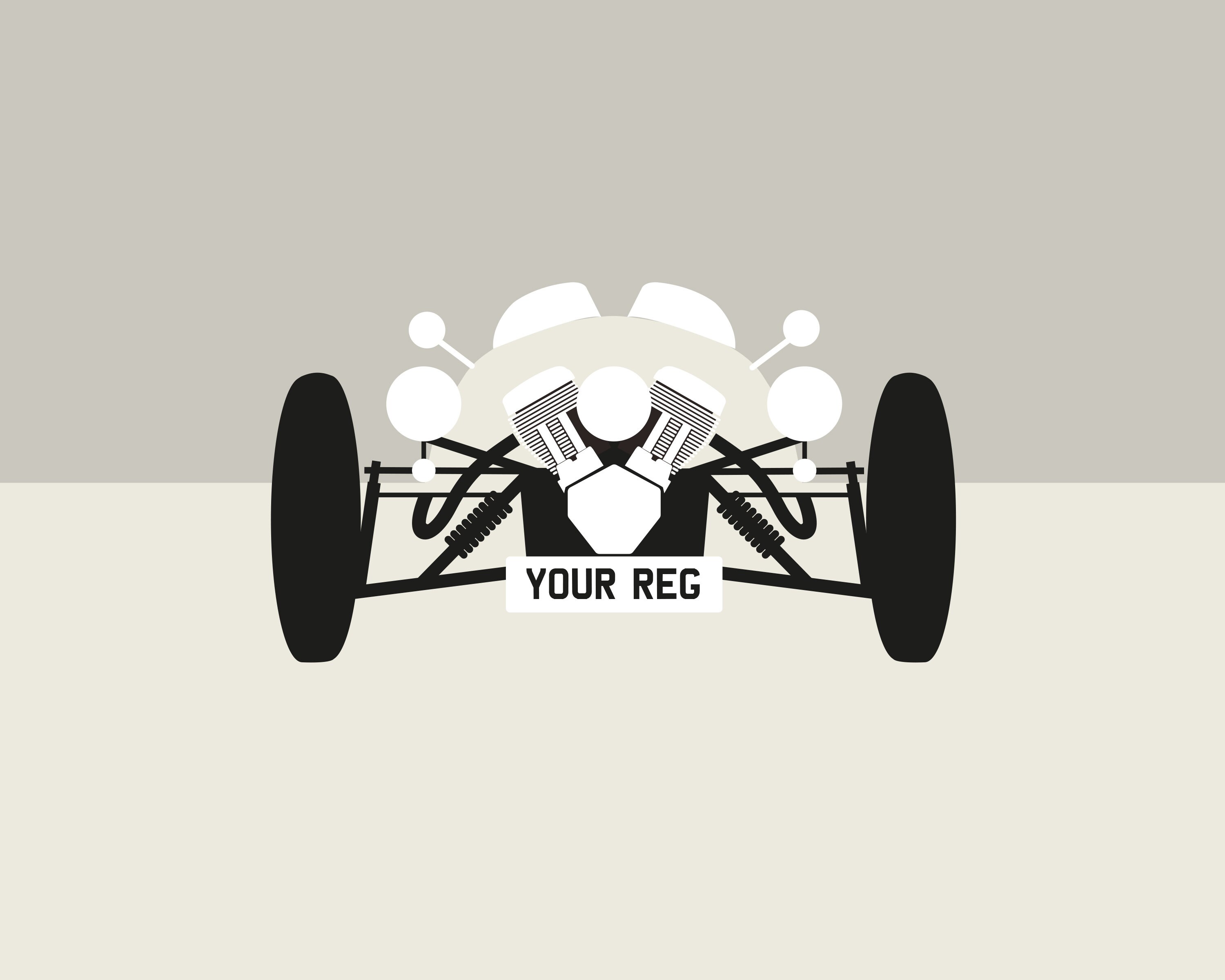 Personalised car poster. 3 Wheeler in Royal Etsy