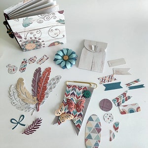 Boho album con elementi / tag-book con tag / diecuts (combo a scelta)