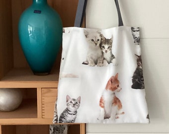 Tasche Shopper Katzenmotiv Einkaufstasche Umhängetasche Schultertasche Stofftasche Katzen Katzentasche