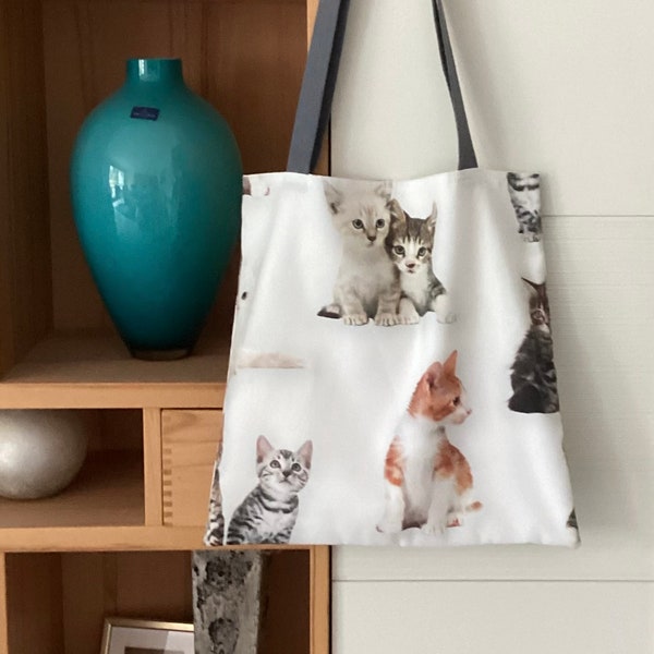 Tasche Shopper Katzenmotiv Einkaufstasche Umhängetasche Schultertasche Stofftasche Katzen Katzentasche