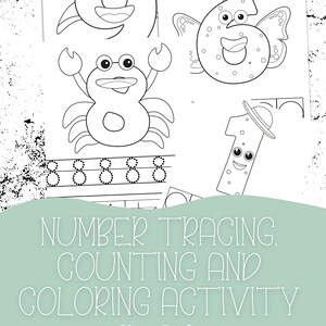 Number Color and Trace, Count Worksheet, Color Number Worksheet, Number Trace, Preschool Worksheets, Pre-k Worksheets, Preschool, Homeschool