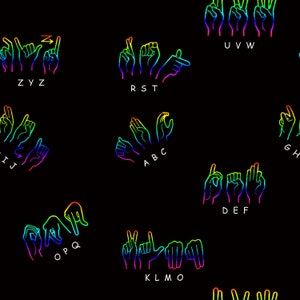 ASL seamless design, American sign language, fabric printing file, seamless file, alphabet