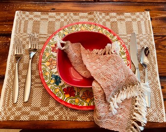 Bold Geometry Handwoven Placemats and Napkins