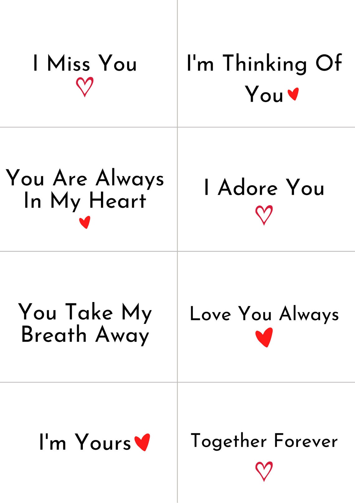 16 Love Notes Printable Love Note Cards Instant Digital - Etsy