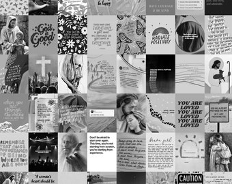 Girls Christian Collage 50 Images Black And White Wall Etsy Girls Christian Collage 50 Images Black And White Wall Etsy