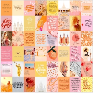 50 pc LDS GIRL collage kit - soft colors, wall collage, aesthetic, Christian, positivity, Jesus, missionary gift, lds girl, wall decor