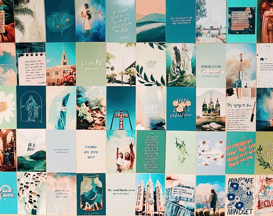 50 image LDS GIRL collage kit wall collage green/blue Etsy