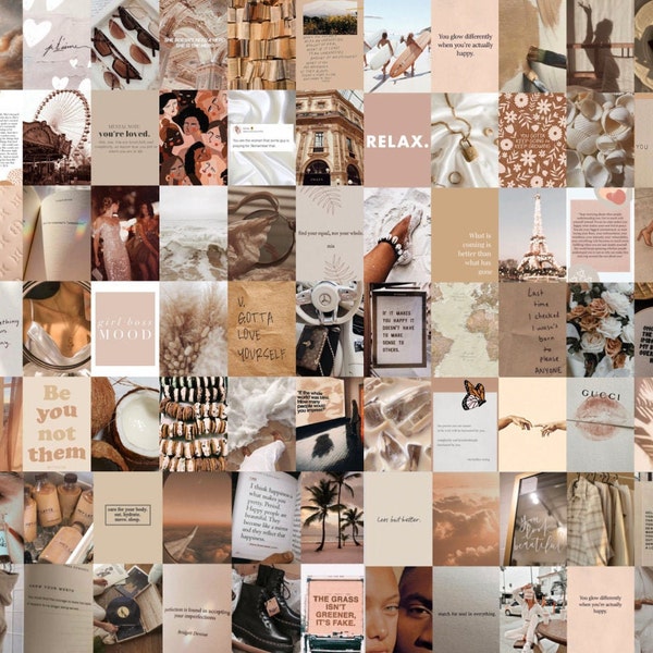 BESTSELLING!* trendy neutral collage kit - wall collage, quotes, positive, teen, beige, room decor