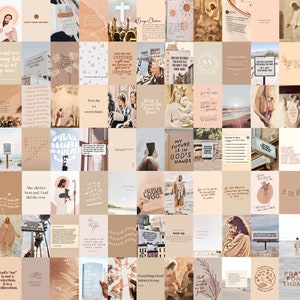Neutral Christian Wall Collage Kit, Bible Verses, Jesus Art Prints, Faith Quotes, Inspirational Wall Decor, Scripture Photo Kit