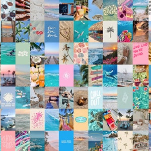 Beach Wall Collage Kit for Teens – Ocean Aesthetic Room Decor, Coastal Photo Collage, Summer Beach Wall Art, VSCO Pinterest Room Makeover