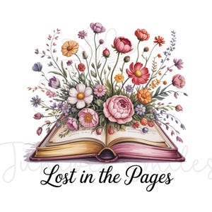 Bookish png, Reading png, Book png, floral books png, book lover png, bookworm png, booktrovert png, bookish png, Book Lover Printable