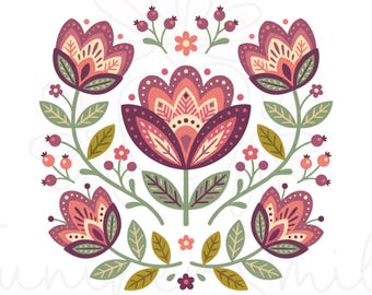 Boho-Gänseblümchen-PNG, Retro-Gänseblümchen-Shirt-Design, Wildblumen-Grafik-PNG, Groovige Blumen-Cliparts, Blumendesign im Volkskunst-PNG-Design