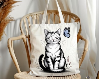 Cat and Butterfly Shirt PNG, Animal Lover (Digital Download), Cat Mom png, Cute Kitten png, cat tshirt, Cat Lover Gift, Quirky Cat Clipart