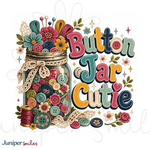 Knappburk PNG, sömnad Clipart, vintage hantverk PNG, sublimeringsdesign, retro sömnad grafik, Cottagecore png klistermärke Clipart, Thrifting png