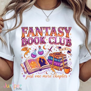 Fantasy Book Club PNG, nog één hoofdstuk, boekenliefhebber PNG, Fantasy Reader ontwerp, PNG lezen, sublimatieontwerp, leesgrage clipart