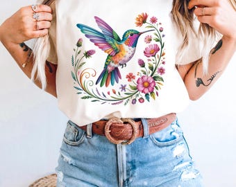 Kolibrie png, kolibrie t-shirt png, t-shirtontwerp vogelliefhebbers, kolibrieliefhebber, paardebloem shirt png, schattige kolibrie, sublimatie