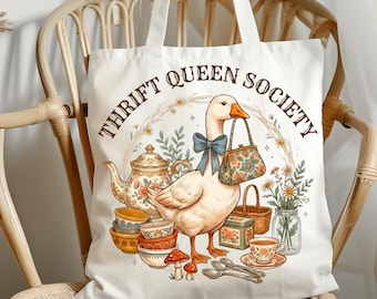 Thrift Queen Society Goose PNG, Flea Market Design (Digital Download), Antique Thrifting Sublimation Design, Garage Sale png, Junk Queen png