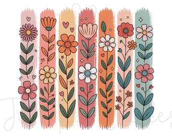 Floral Brushstroke png, Spring Wildflowers png, boho wildflower png,  Summer Flowers png, Floral Cottagecore png, summer png,