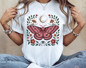 Pink Luna Moth, Celestial Cottagecore PNG, Craft Clipart, Boho Moth Decor, Nature Inspired Art Digital Download, Celestial Design