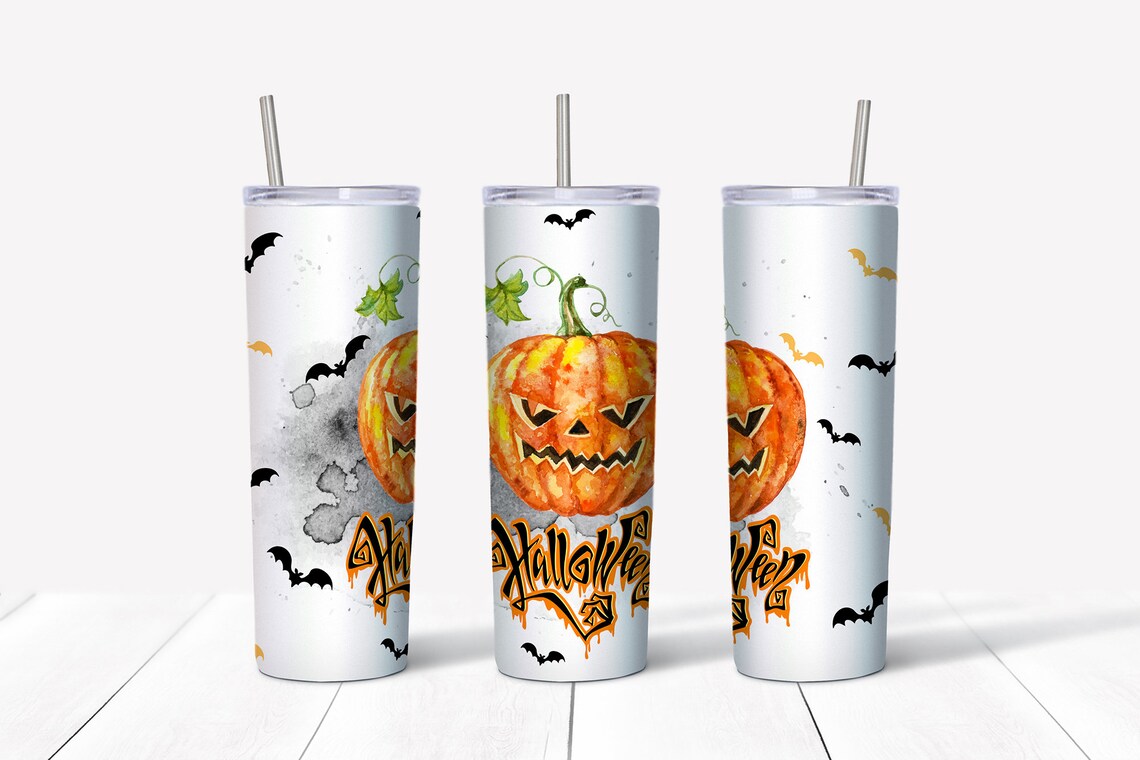 Happy Halloween tumbler sublimation design. 20 oz. skinny Etsy