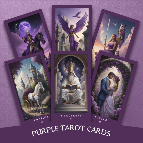 Elegant Purple Tarot Deck - Divination Tool for Spiritual Guidance