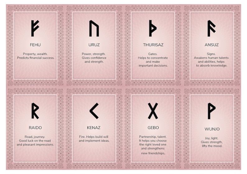 24 Runes Printable Cards - Etsy