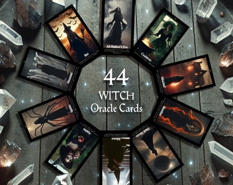 Witch Oracle Cards Deck - 44 Dark Mystical Printable Cards