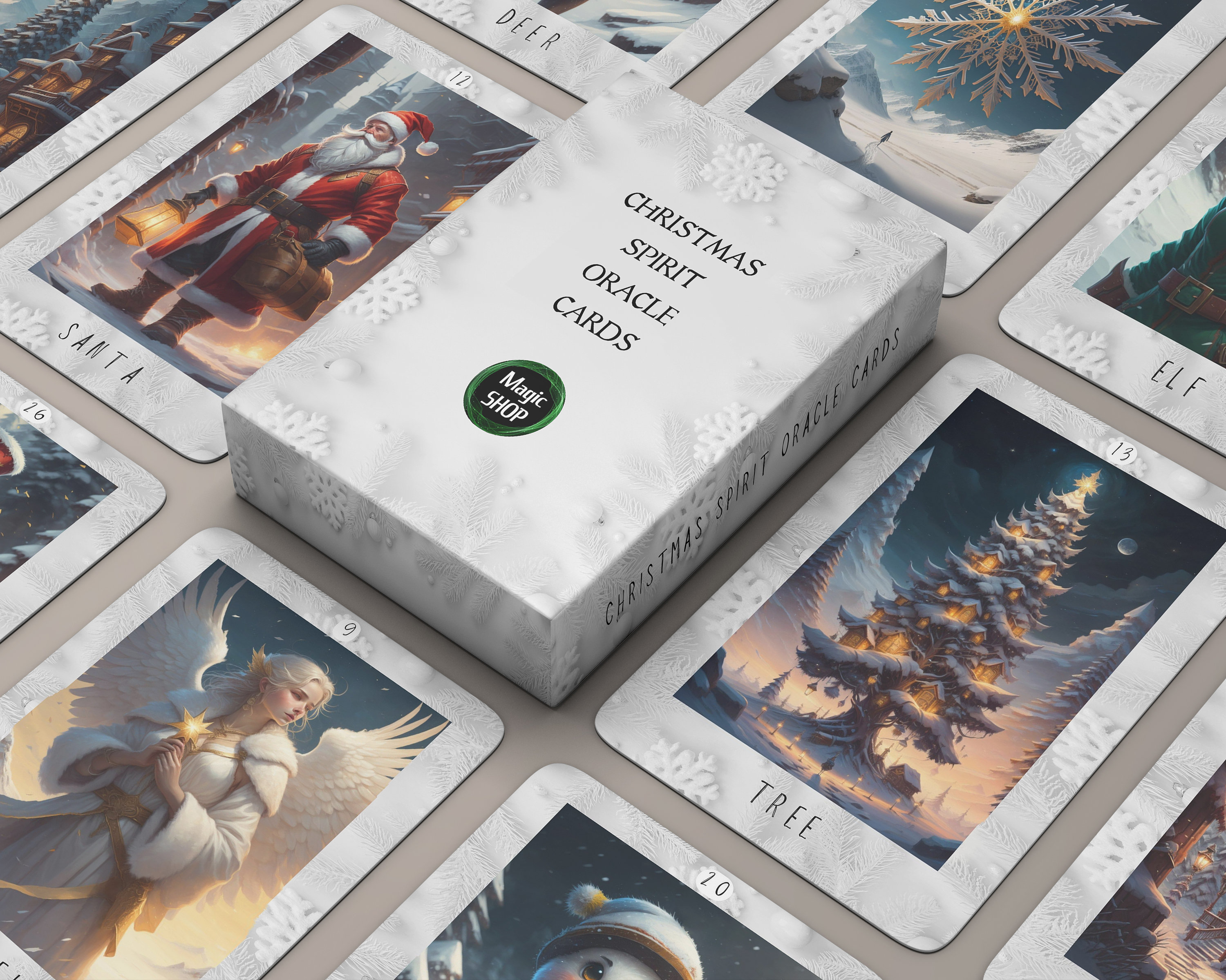 Christmas Spirit Oracle Cards - Printable 36 Cards