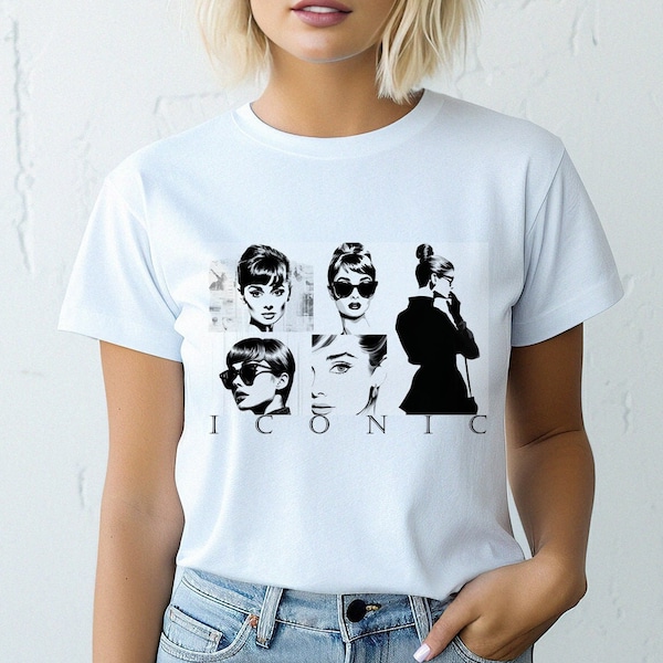 Audrey Graphic T-shirt | Hepburn Tee | Iconic T-shirt | Bella Canvas T-Shirt | Women's Graphic Tee | Plus size | Fashionista Gift | Classic