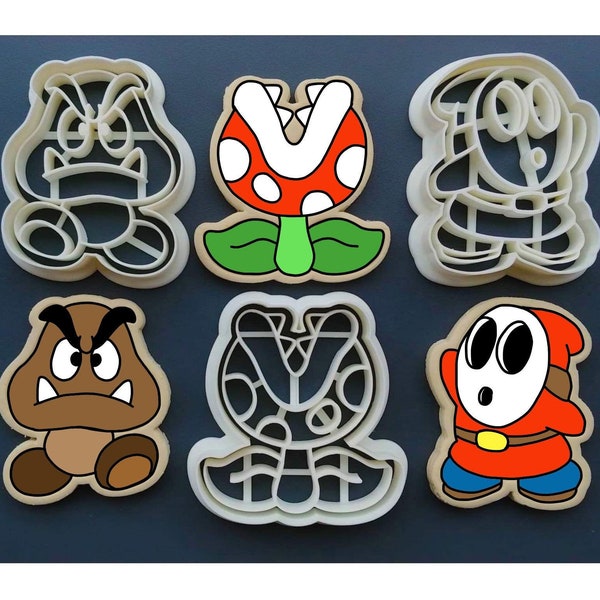 Piranha Plant - Shy Guy - Goomba - Cookie Cutter - Fondant Cutter - Stamp