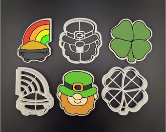 St Patricks Day - Leprechaun - 4 Leaf Clover - Cookie Cutter - Stamp - Fondant Cutter