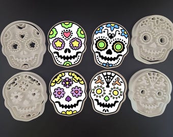 Skull Set -  Cookie Cutters - Fondant Cutters - Stamp - Halloween