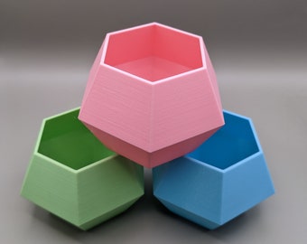 3D Printed Planter - Mini Succulent Planter - Hexagon Shape