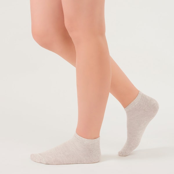 Women's Flax Linen Ankle Socks Quick-Drying Finely Made Mesh-knitted