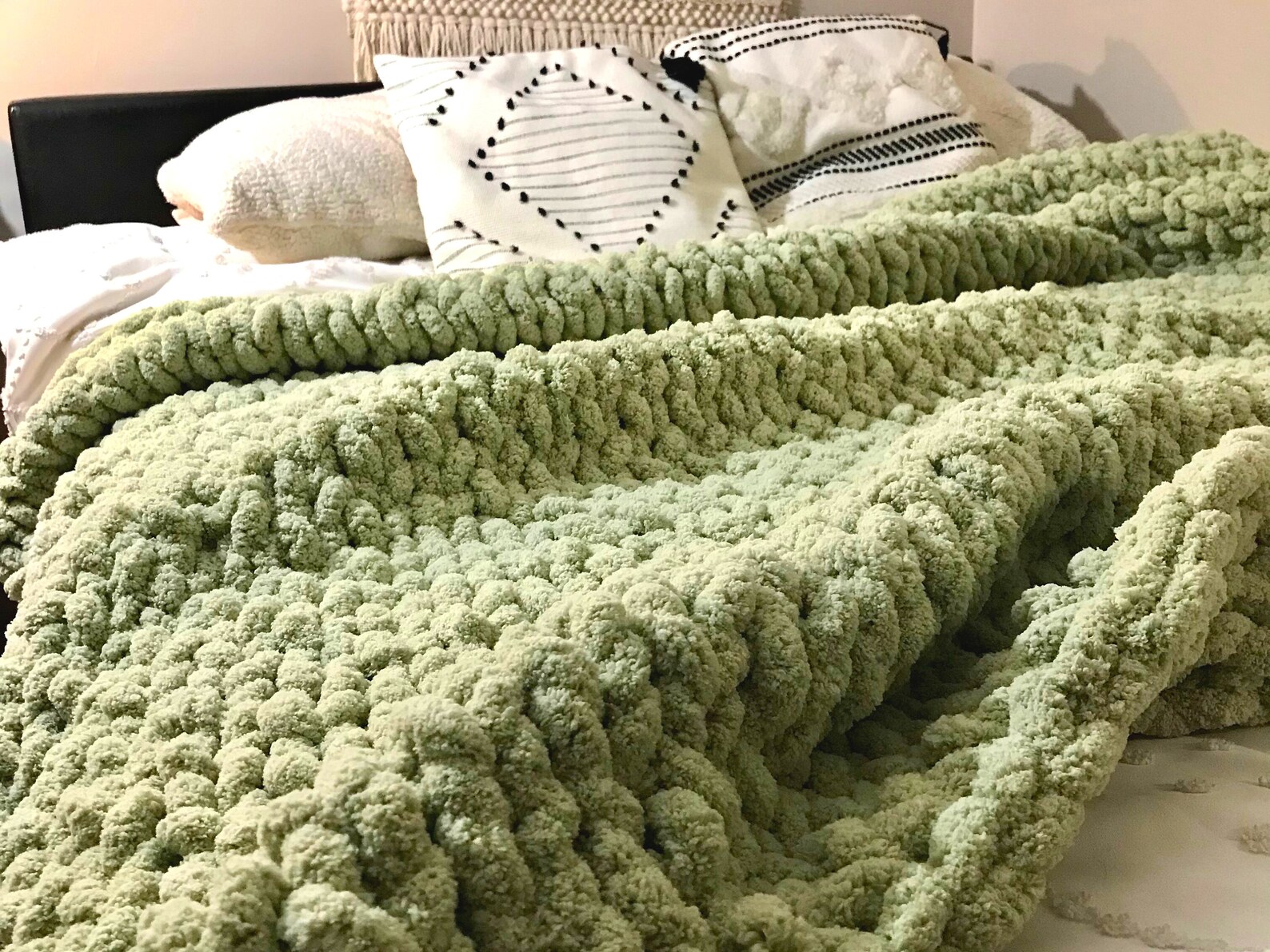 Sage Chunky Knit Blanket Chunky Knit Throw Cozy Blanket Etsy