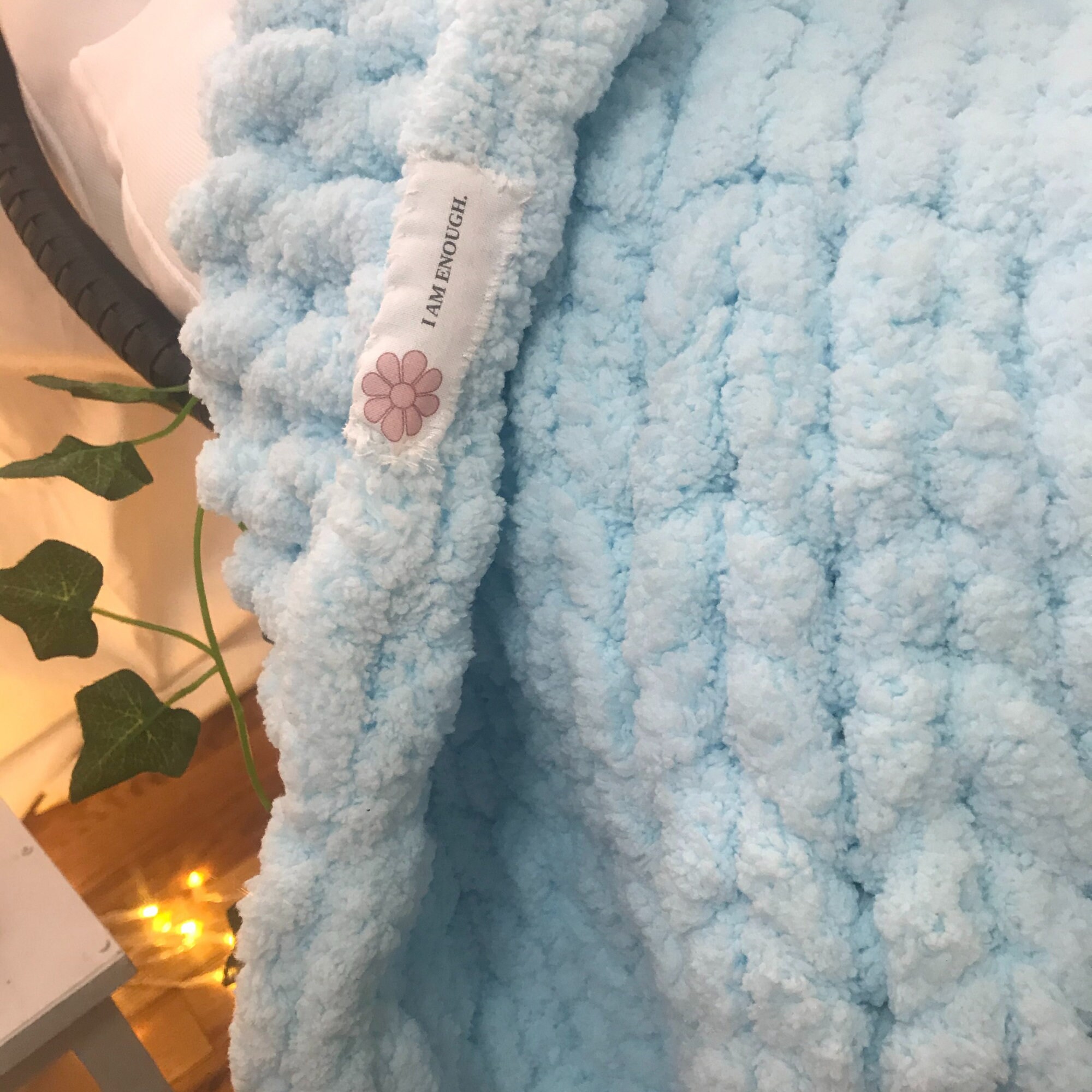 Chunky Knit Blanket with pom poms Etsy